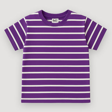 PURPLE WITH WHITE STRIPES HALF SLEEVES T-SHIRT FOR BOYS